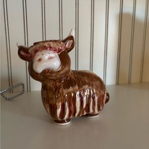 Handmade Ceramic how now Brown Highland Cow Figurine